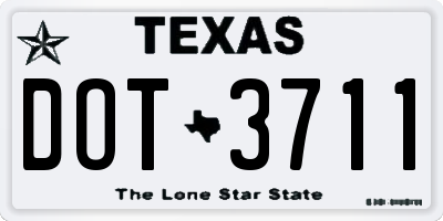 TX license plate DOT3711