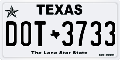 TX license plate DOT3733
