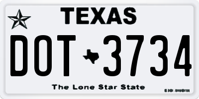 TX license plate DOT3734
