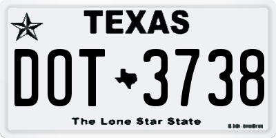 TX license plate DOT3738