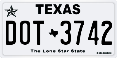TX license plate DOT3742