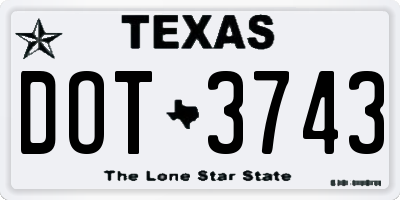TX license plate DOT3743