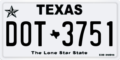 TX license plate DOT3751