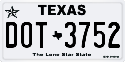 TX license plate DOT3752