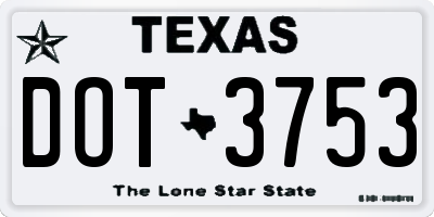 TX license plate DOT3753