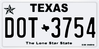 TX license plate DOT3754