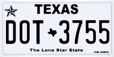 TX license plate DOT3755