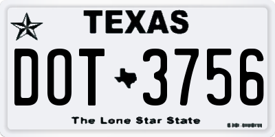 TX license plate DOT3756