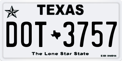 TX license plate DOT3757