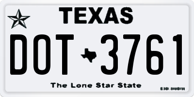 TX license plate DOT3761