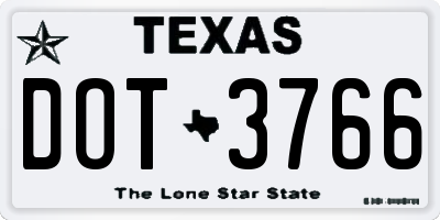 TX license plate DOT3766