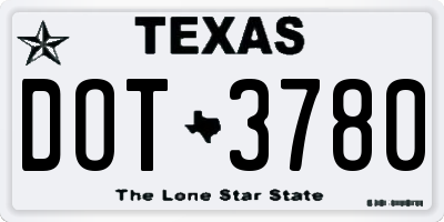 TX license plate DOT3780