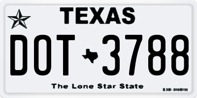 TX license plate DOT3788