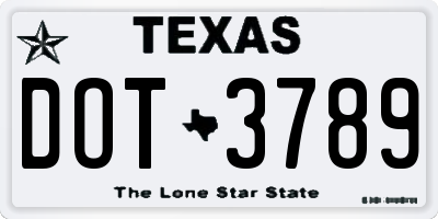 TX license plate DOT3789