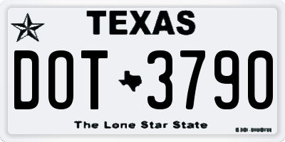 TX license plate DOT3790