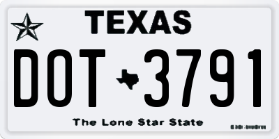 TX license plate DOT3791