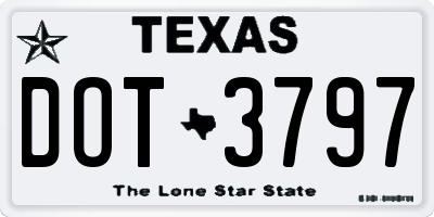 TX license plate DOT3797