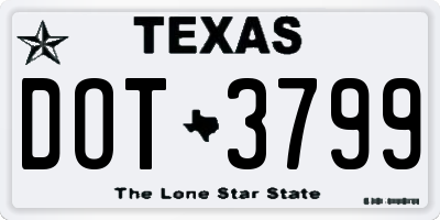 TX license plate DOT3799