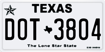 TX license plate DOT3804