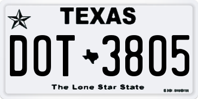 TX license plate DOT3805