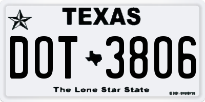 TX license plate DOT3806