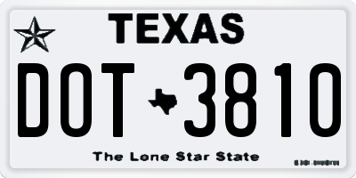 TX license plate DOT3810