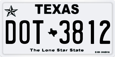 TX license plate DOT3812