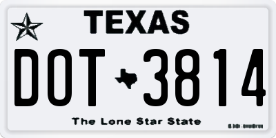 TX license plate DOT3814