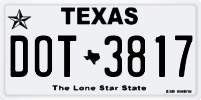 TX license plate DOT3817