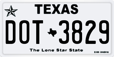 TX license plate DOT3829