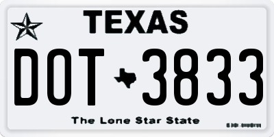 TX license plate DOT3833