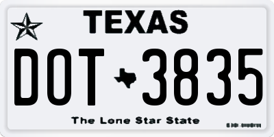 TX license plate DOT3835