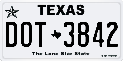 TX license plate DOT3842