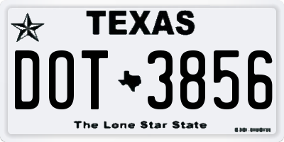 TX license plate DOT3856