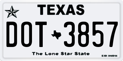 TX license plate DOT3857