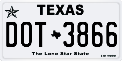 TX license plate DOT3866