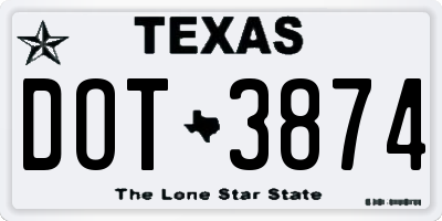 TX license plate DOT3874