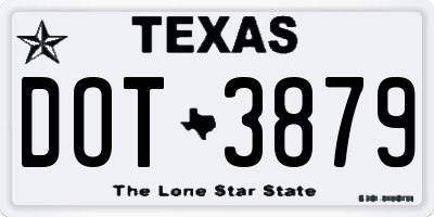 TX license plate DOT3879