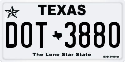 TX license plate DOT3880