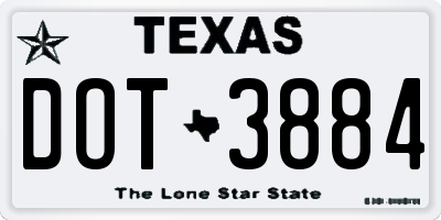 TX license plate DOT3884