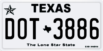 TX license plate DOT3886