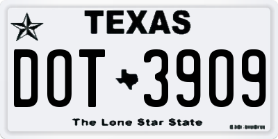 TX license plate DOT3909
