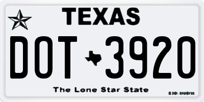 TX license plate DOT3920