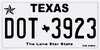 TX license plate DOT3923