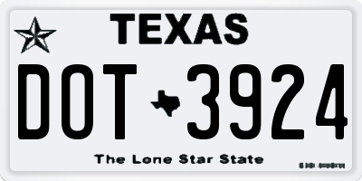 TX license plate DOT3924