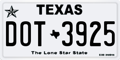 TX license plate DOT3925