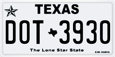 TX license plate DOT3930