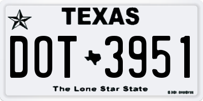 TX license plate DOT3951