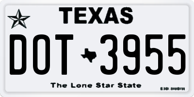 TX license plate DOT3955