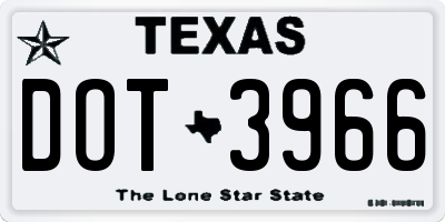TX license plate DOT3966